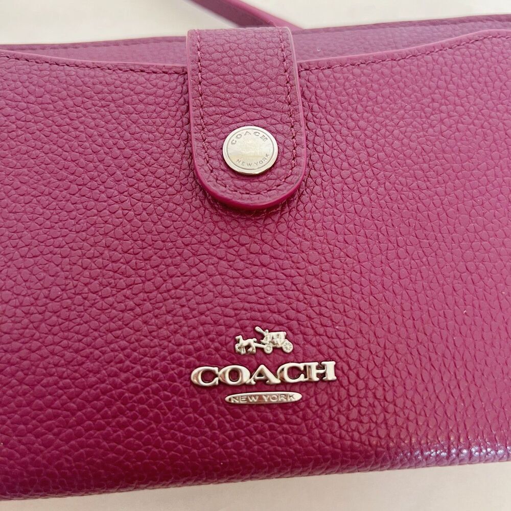 Coach Noa Pop Up Crossbody Bag Berry Maroon Messenger Bag Purse Wallet - Picture 3 of 13